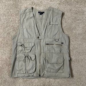 5.11 Tactical Series 80001 Beige Full Zip Hunting Army Canvas Vest Men's Size L
